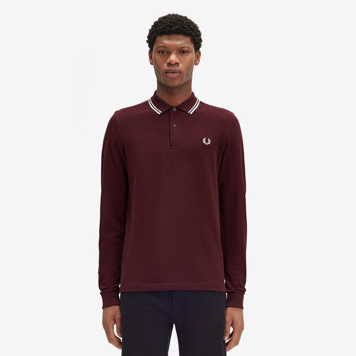 프레드페리(FRED PERRY) [M3636] 롱 슬리브 트윈 팁 프레드페리 셔츠 - 옥스블러드/에크루 AFPM2533636-597