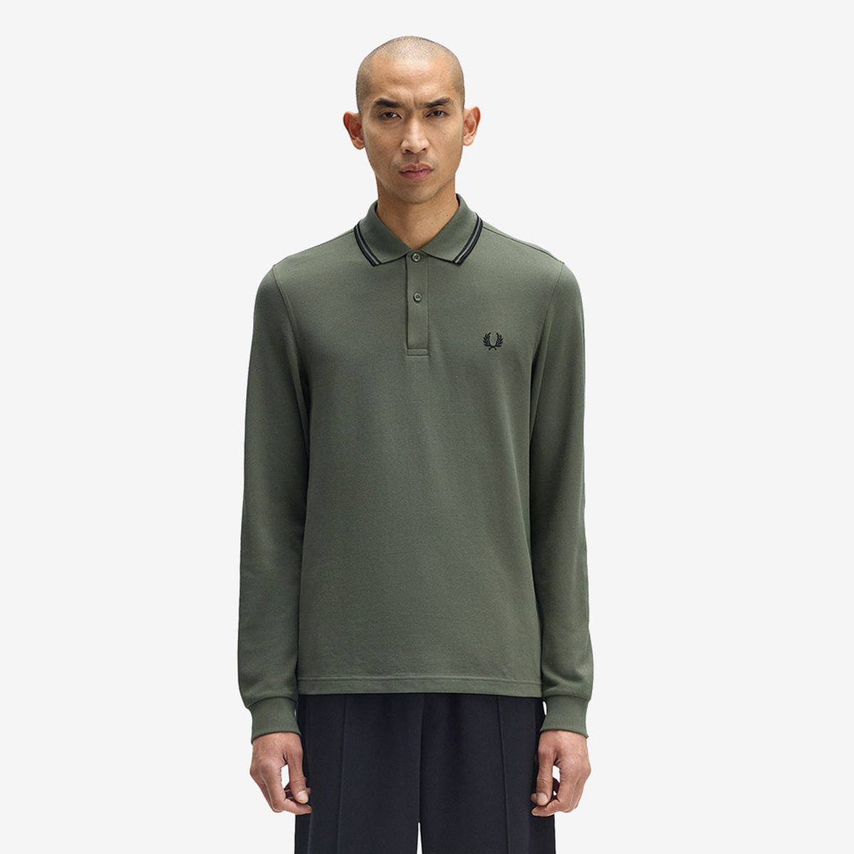 프레드페리(FRED PERRY) [M3636] 롱 슬리브 트윈 팁 프레드페리 셔츠 - 로렐리스그린/블랙 AFPM2533636-Z50