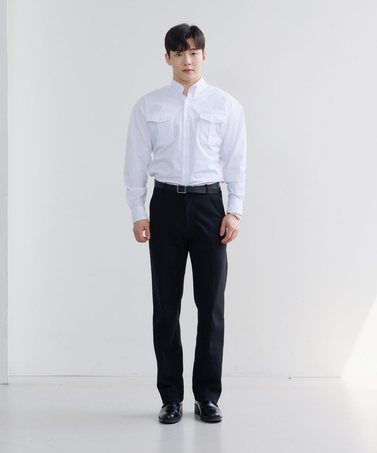 핵쿨남(HECKCOOLNAM) 블랙라벨(Black Label) 하이엔드 클래식 레터링 머슬핏 정장 셔츠