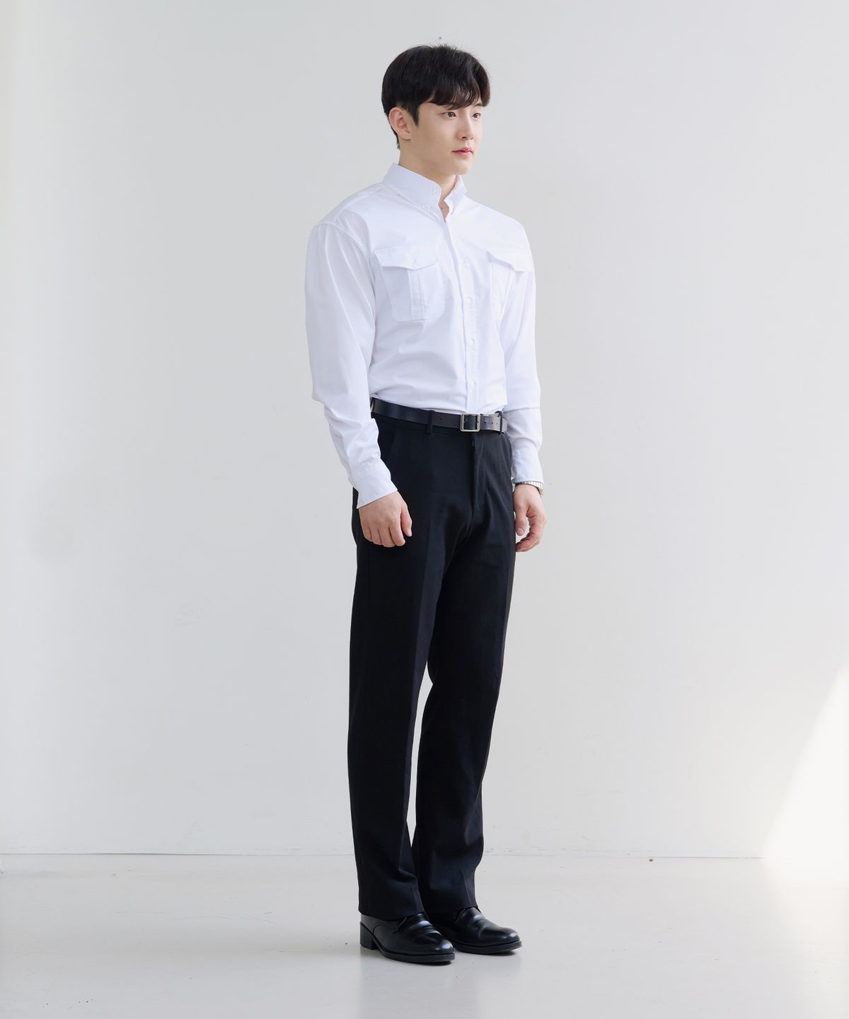 핵쿨남(HECKCOOLNAM) 블랙라벨(Black Label) 하이엔드 클래식 레터링 머슬핏 정장 셔츠