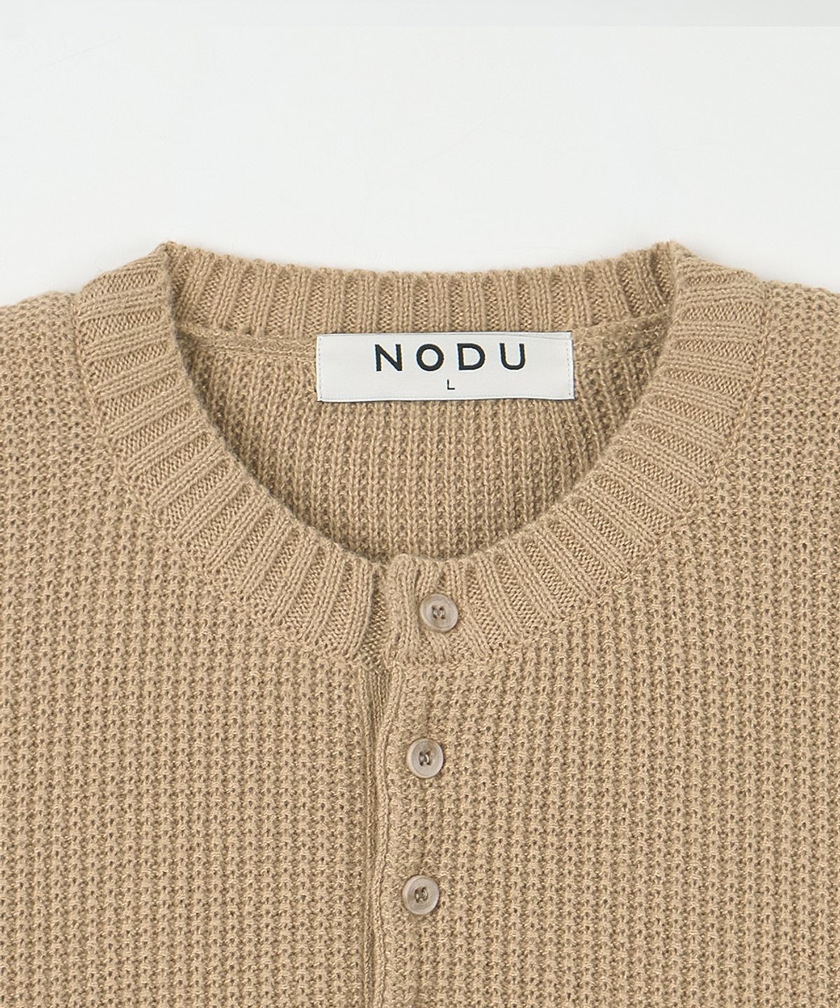노드유(NODU) 와플 헨리넥 니트 [베이지]
