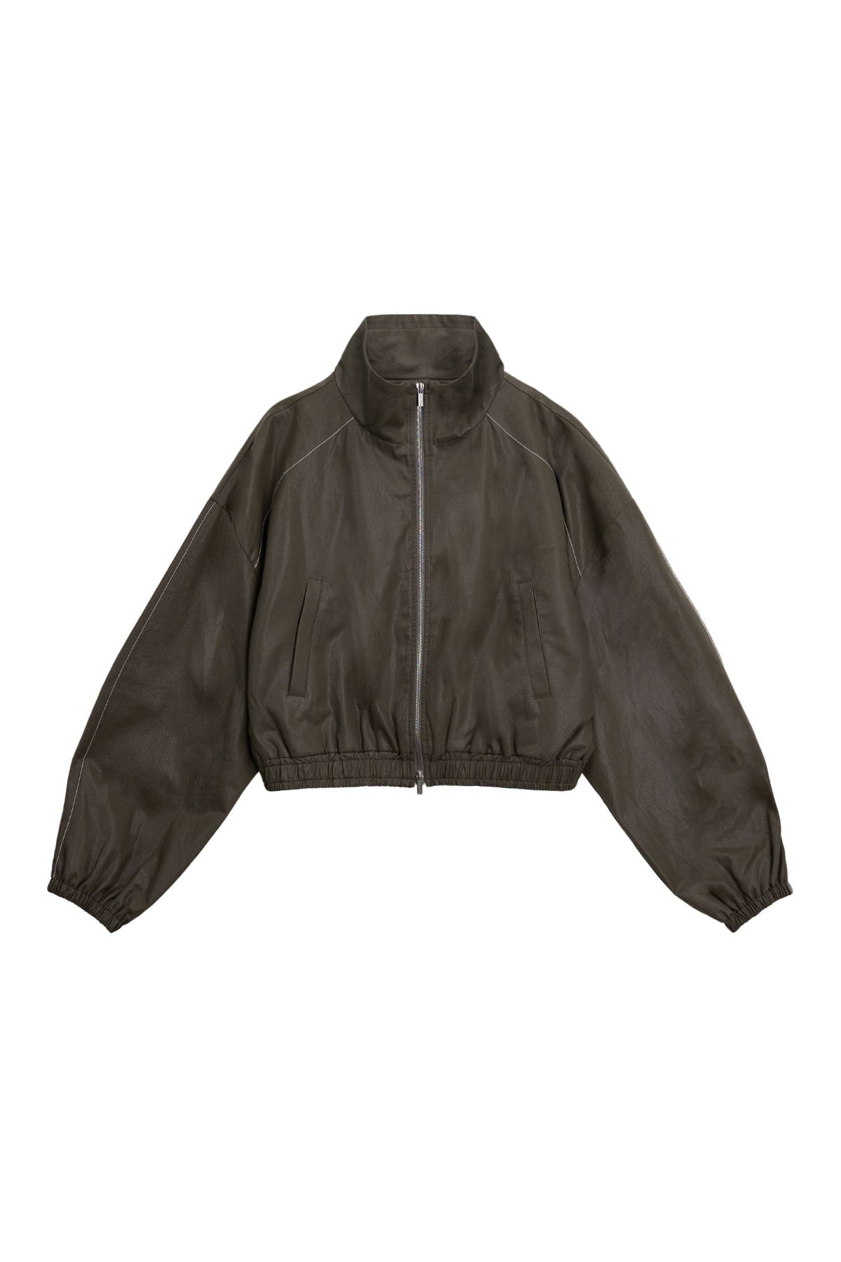 MUSINSA公式 | MATIN KIM MATIN ROUGH COATING CROP BOMBER IN KHAKI