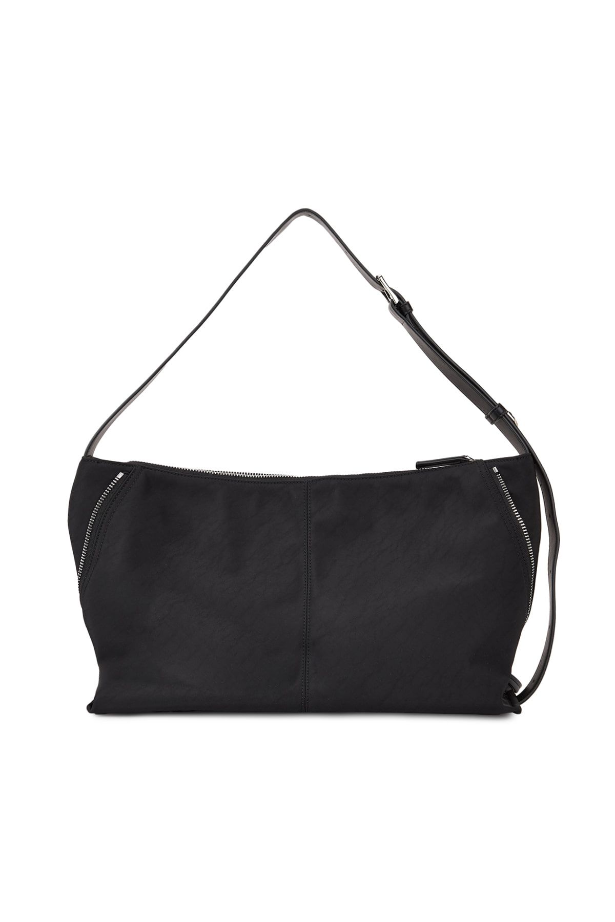 MUSINSA公式 | MATIN KIM SIDE ZIPPER FABRIC SHOULDER BAG IN BLACK
