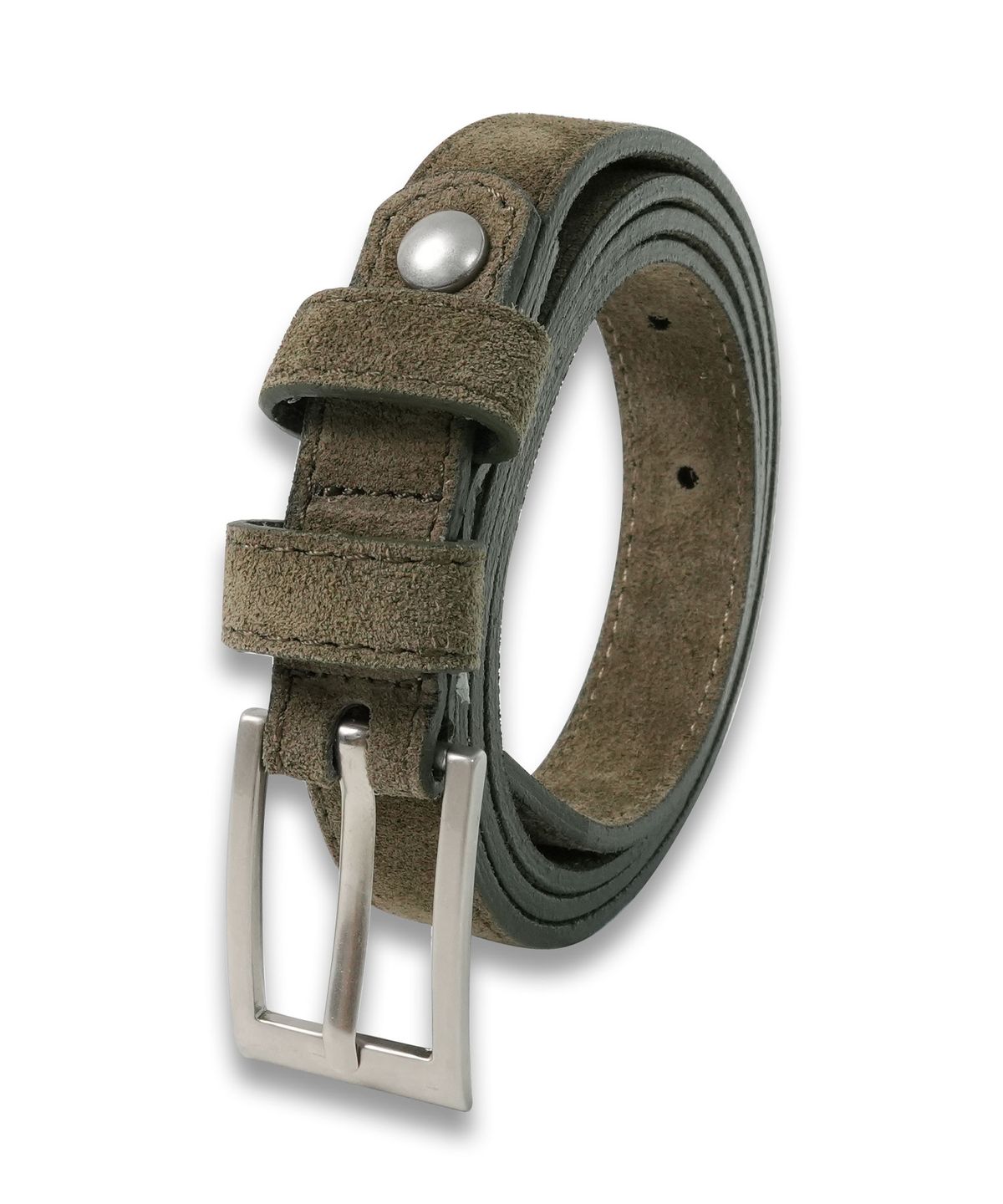 도프셉(DOFFSEPT) Simple Square Suede Belt in Khaki