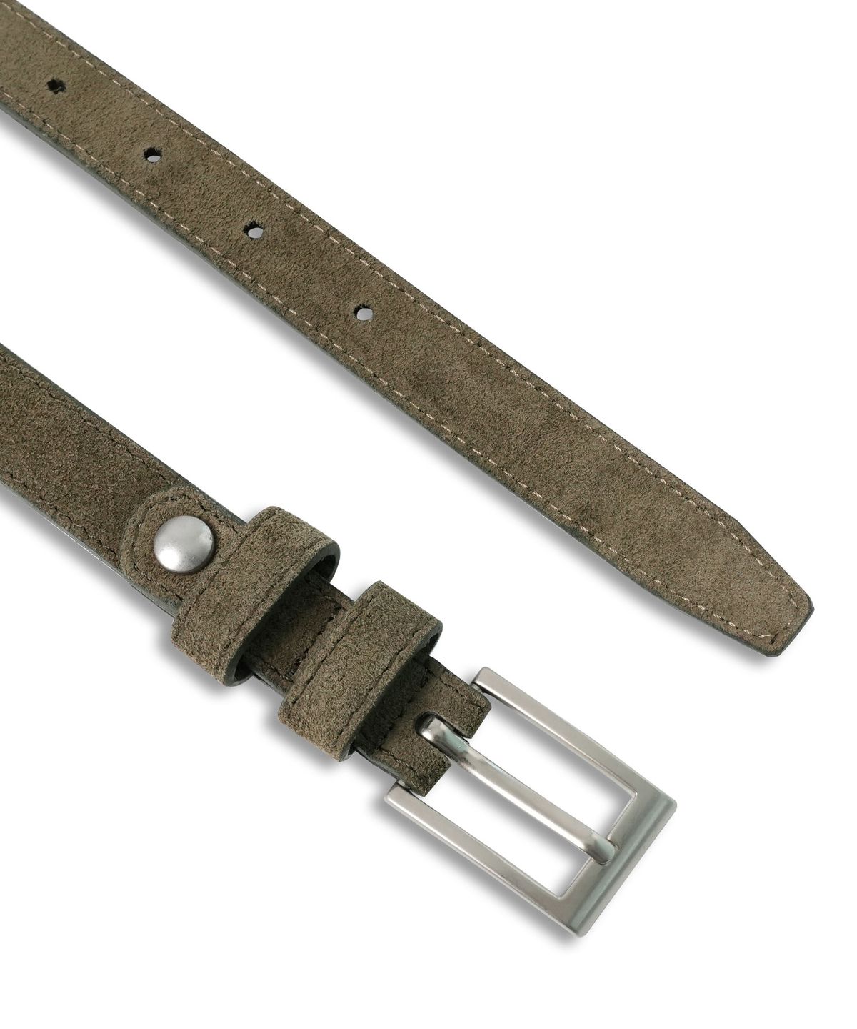 도프셉(DOFFSEPT) Simple Square Suede Belt in Khaki