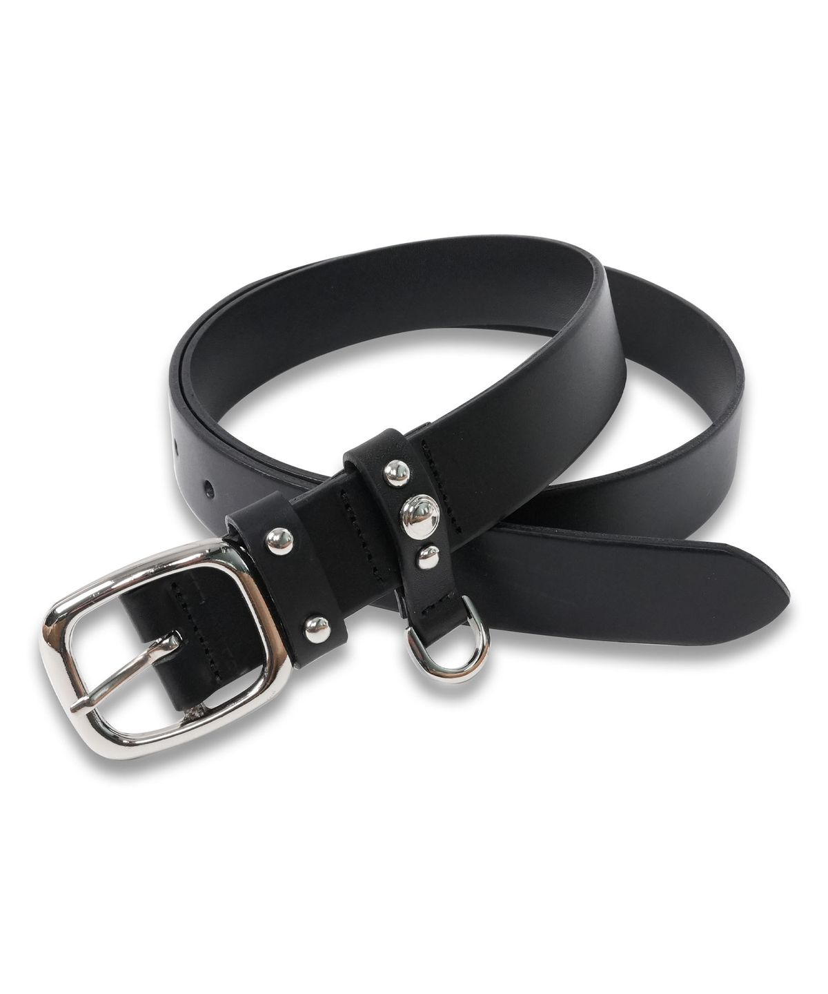 도프셉(DOFFSEPT) Stud Ring Leather Belt in Black