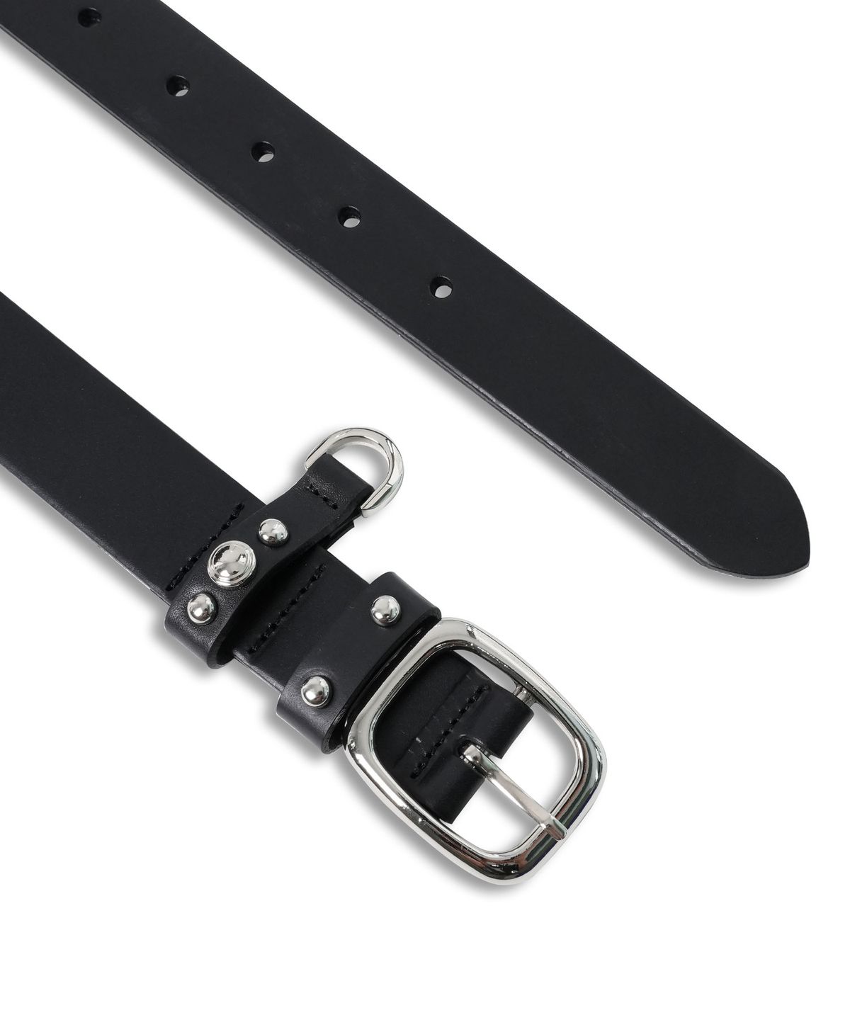 도프셉(DOFFSEPT) Stud Ring Leather Belt in Black