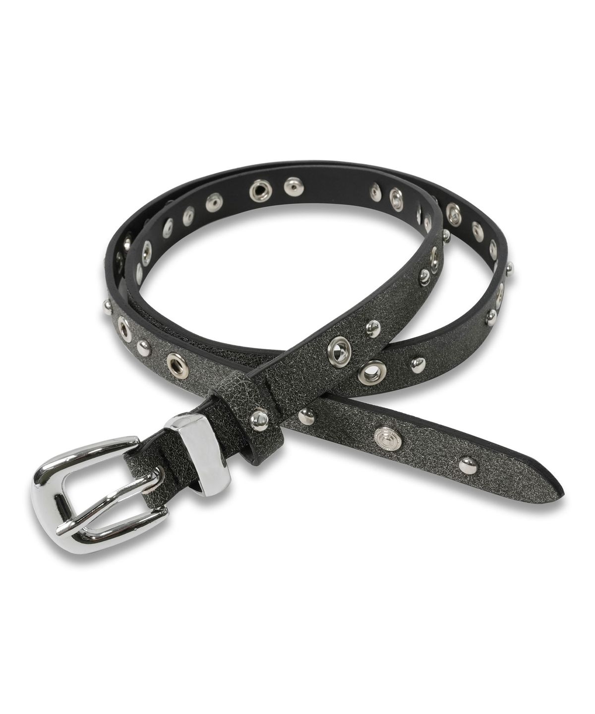 도프셉(DOFFSEPT) Stud Eyelet Leather Belt in Grey