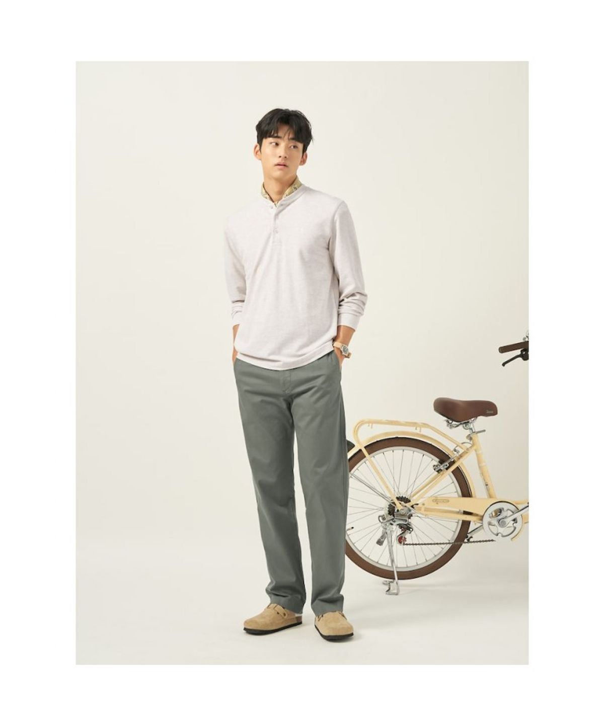 빈폴 멘(BEANPOLE MEN) 치노 컴포트핏 팬츠  카키