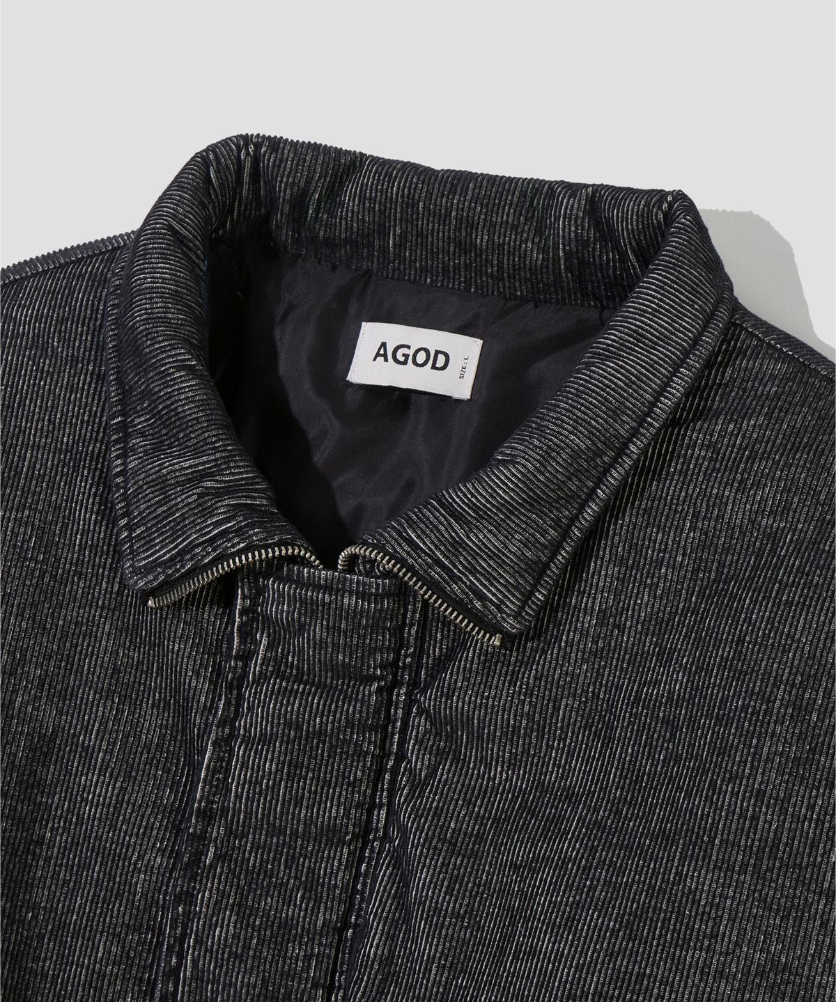 에이지오디(AGOD) 코듀로이 블리치드 패딩 자켓 [블랙]