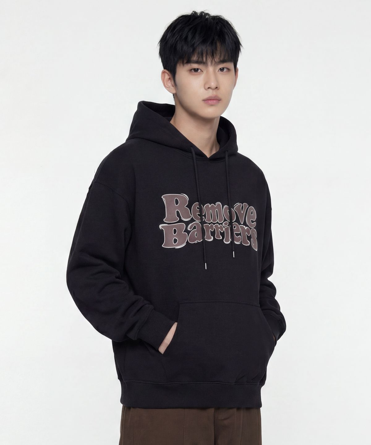 에이지오디(AGOD) 리무브 테리 스웨트 후드 티셔츠 [블랙]