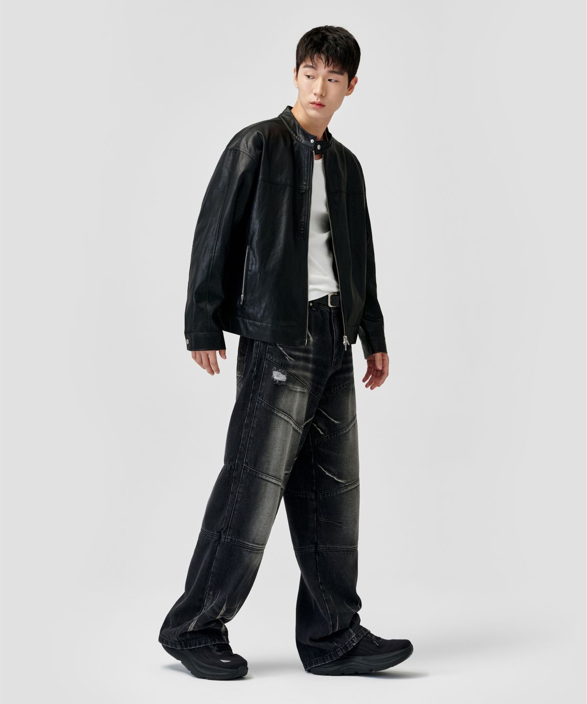 에이지오디(AGOD) 레더 스탠다드 바이커 자켓 [블랙]
