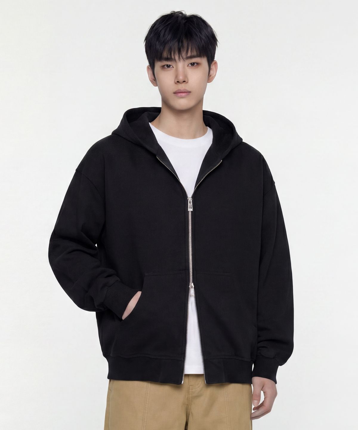 에이지오디(AGOD) 바이오 워싱 립스탑 후드 자켓 [블랙]