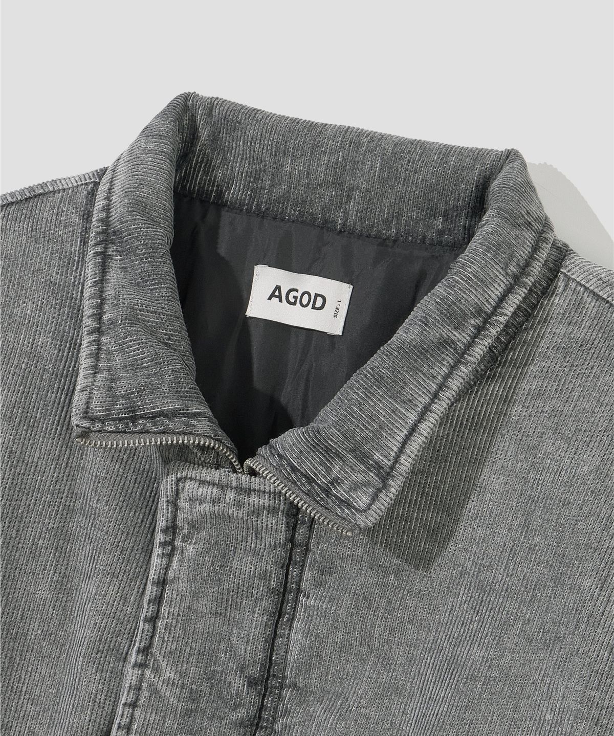 에이지오디(AGOD) 코듀로이 블리치드 패딩 자켓 [그레이]