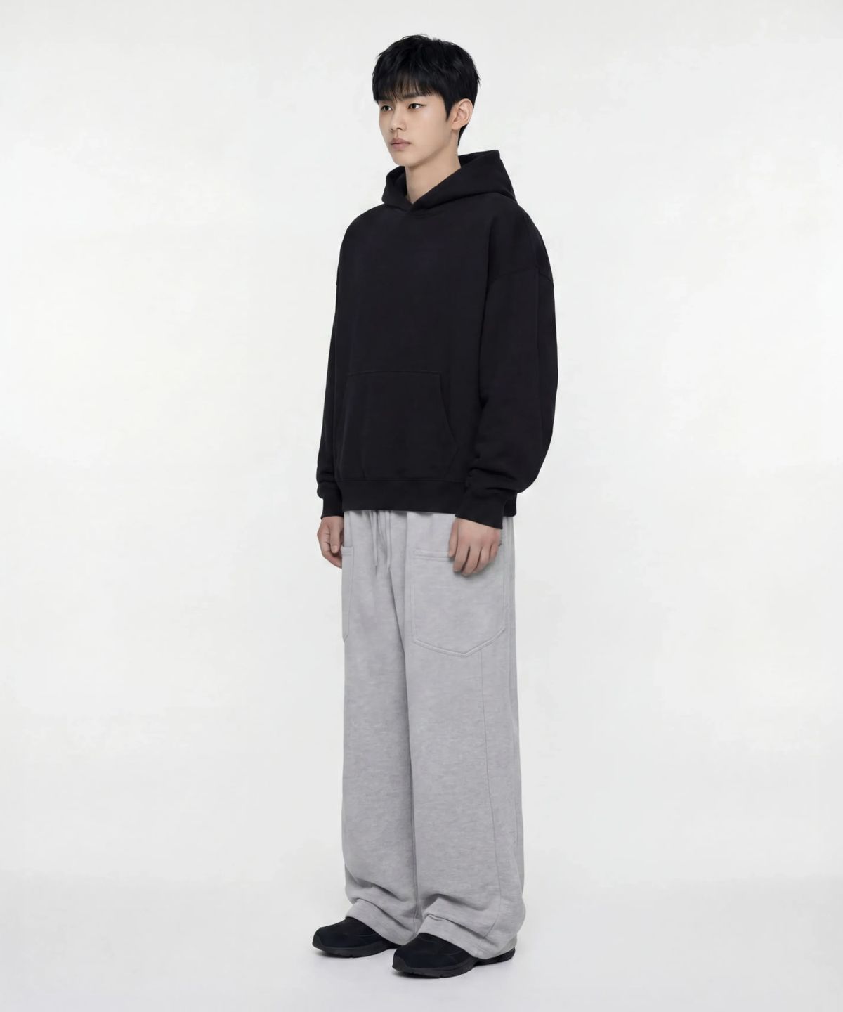 에이지오디(AGOD) 사이드 빅 포켓 와이드 스웨트 팬츠 [헤더그레이]