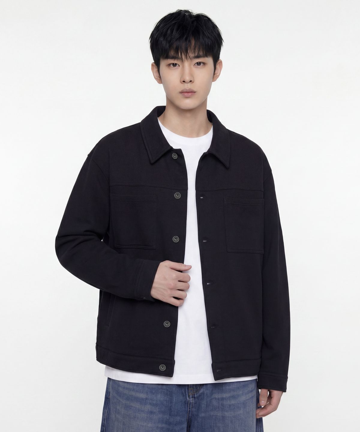 에이지오디(AGOD) 니트 트러커 자켓 [블랙]
