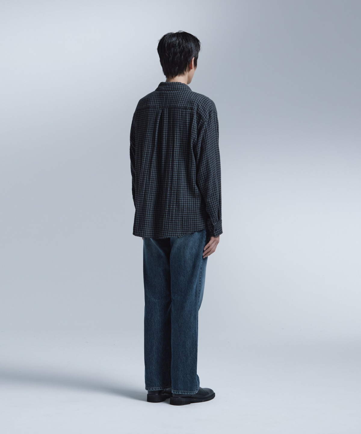 넌블랭크(NONBLANK) 깅엄 체크 셔츠_GREY