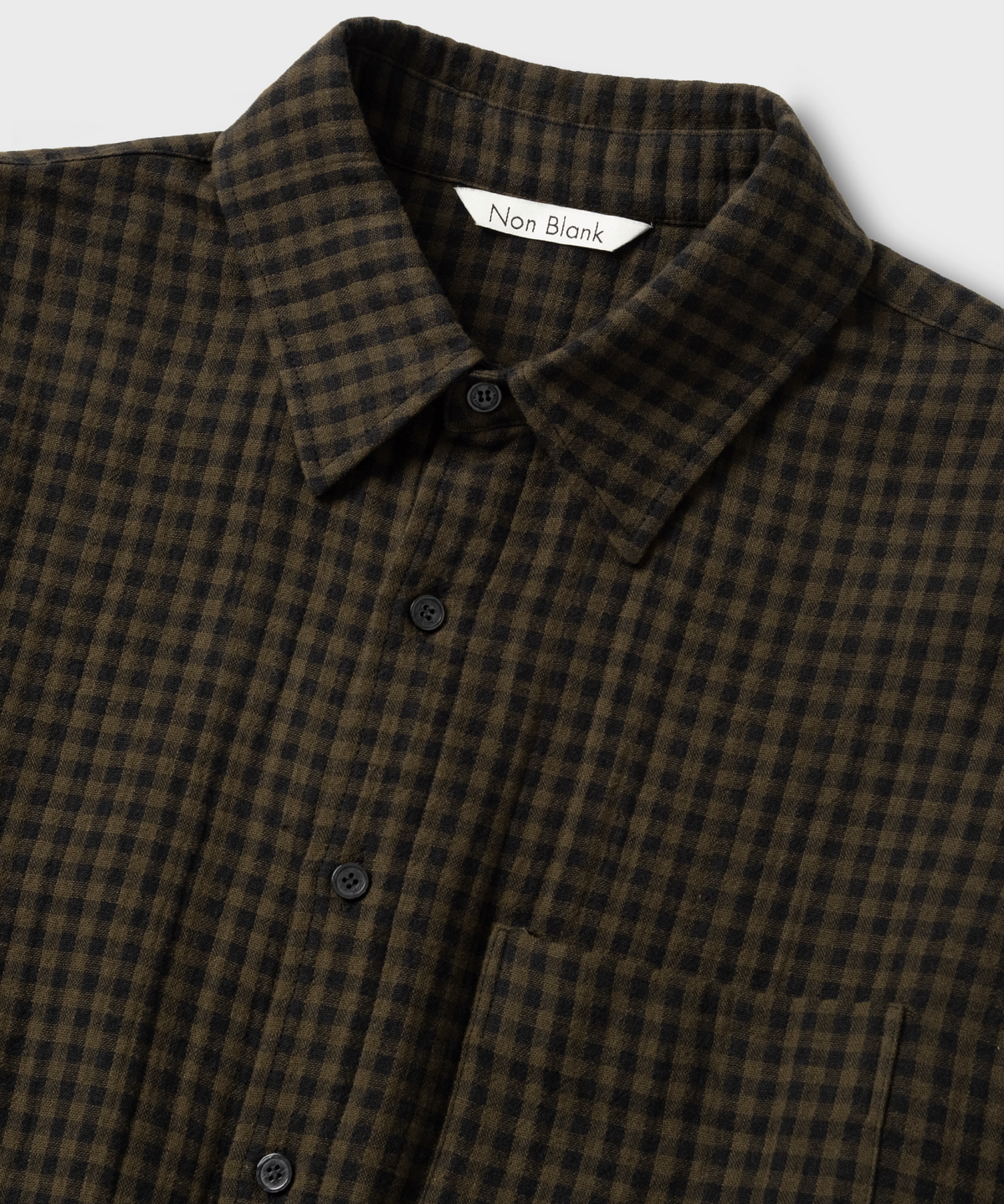 넌블랭크(NONBLANK) 깅엄 체크 셔츠_KHAKI