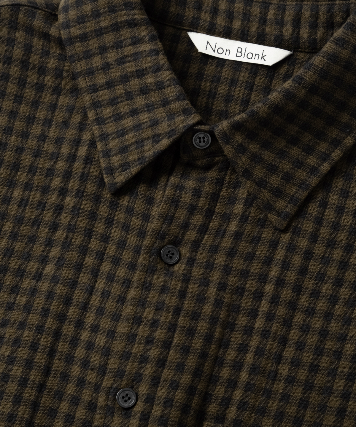 넌블랭크(NONBLANK) 깅엄 체크 셔츠_KHAKI