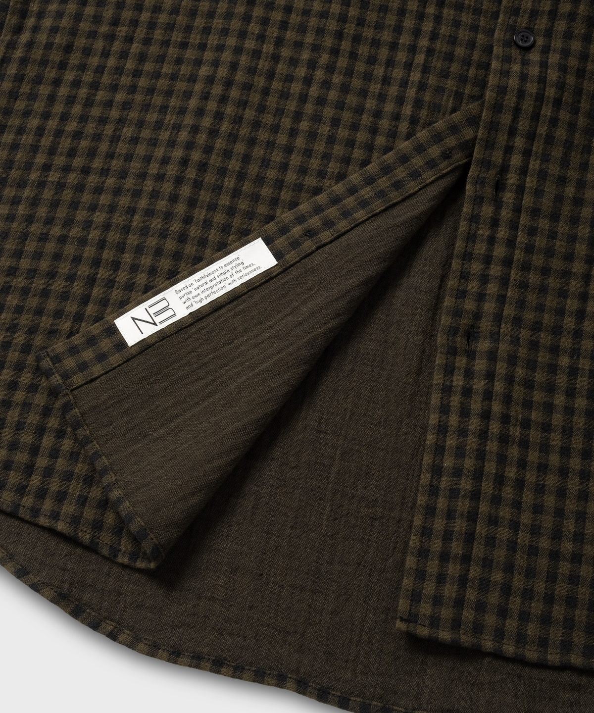 넌블랭크(NONBLANK) 깅엄 체크 셔츠_KHAKI