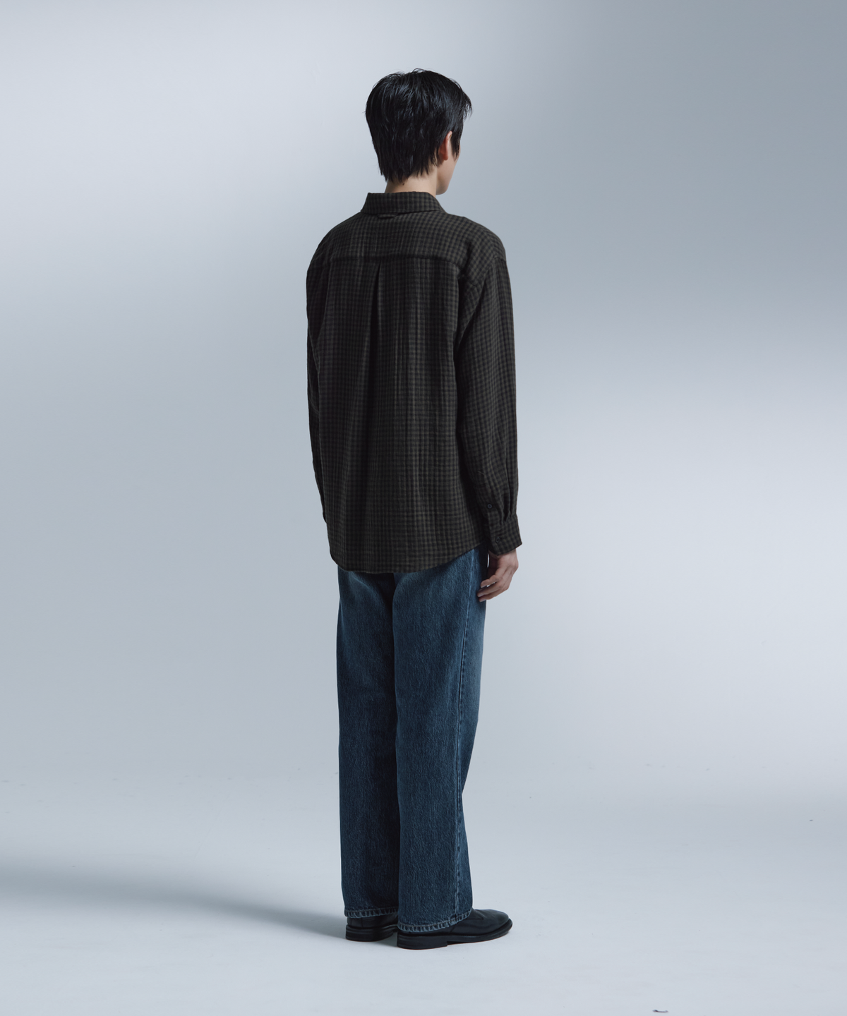 넌블랭크(NONBLANK) 깅엄 체크 셔츠_KHAKI