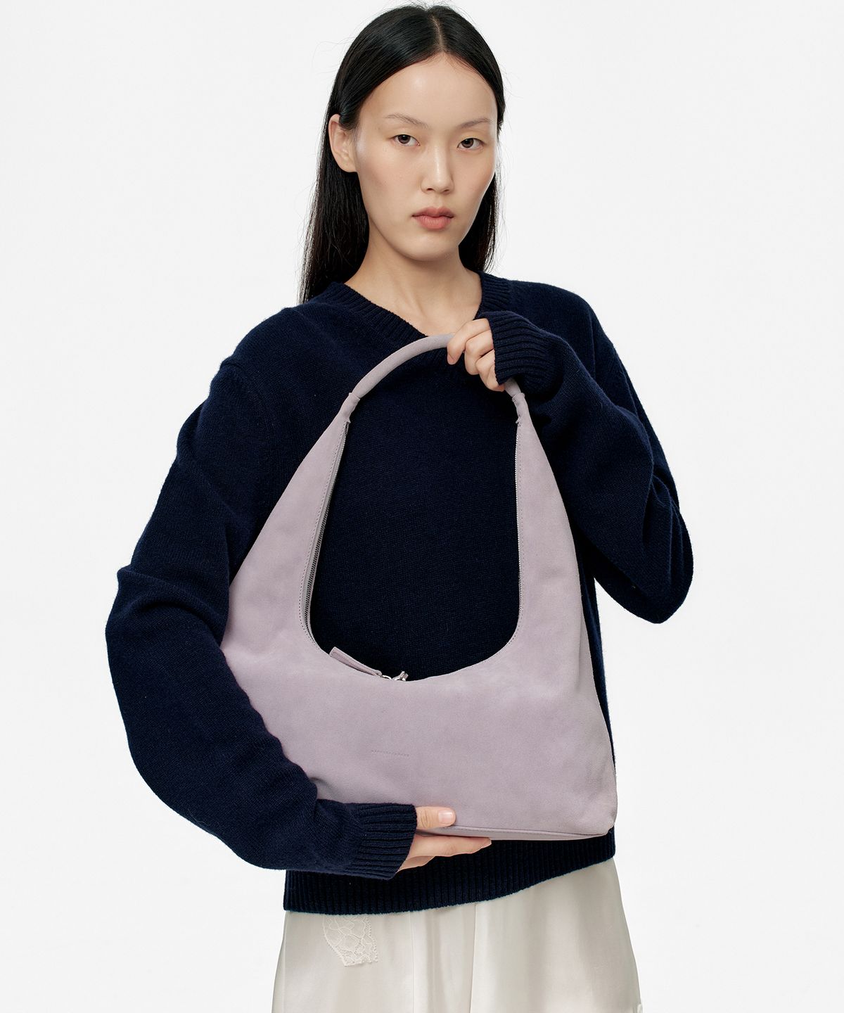 마지셔우드(MARGESHERWOOD) HOBO LARGE_lavender grey suede