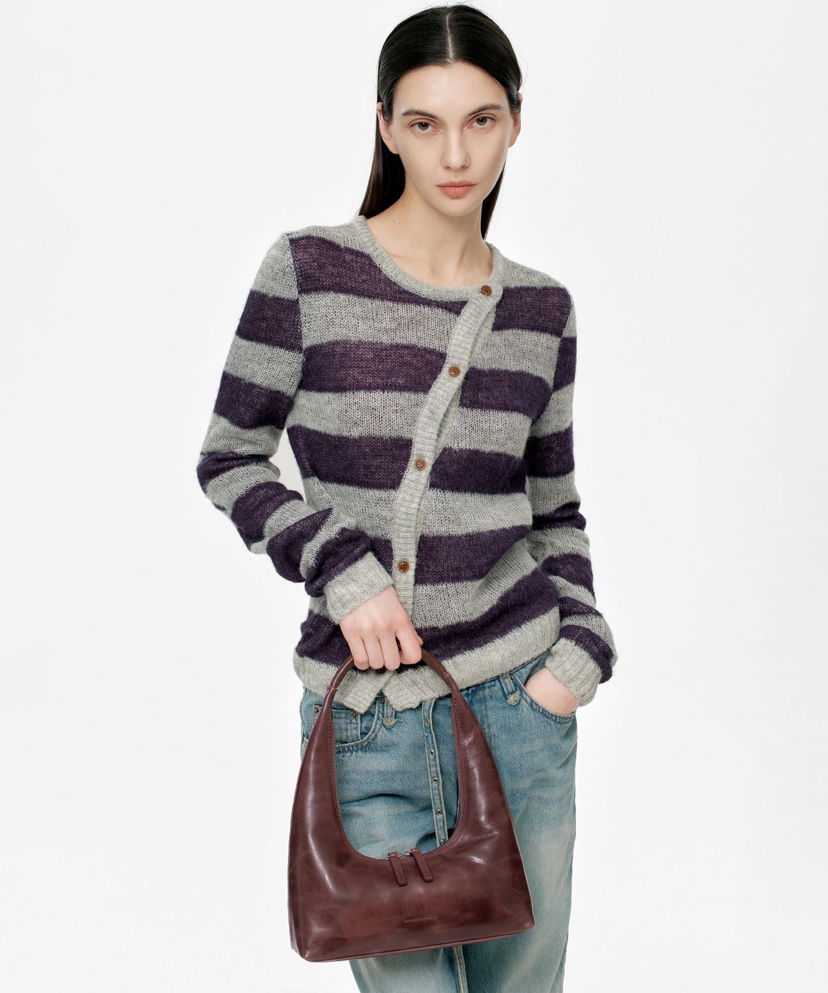 마지셔우드(MARGESHERWOOD) HOBO SHOULDER_wine pull-up