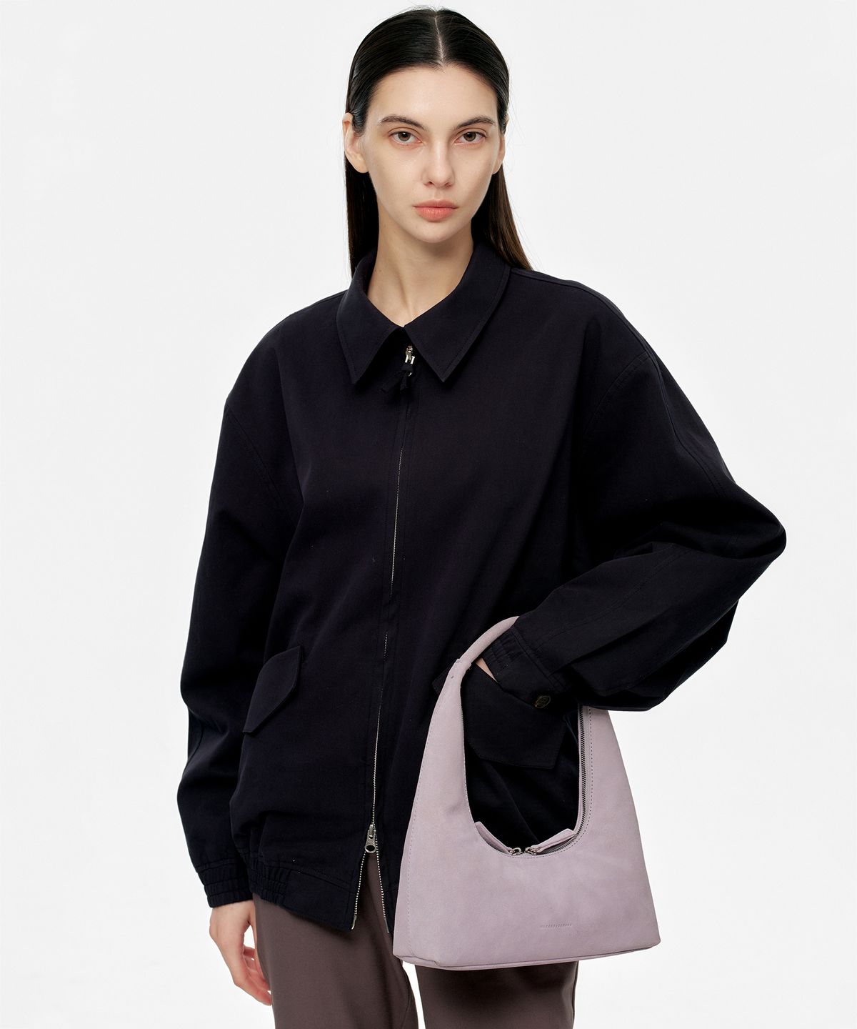 마지셔우드(MARGESHERWOOD) HOBO SHOULDER_lavender grey suede