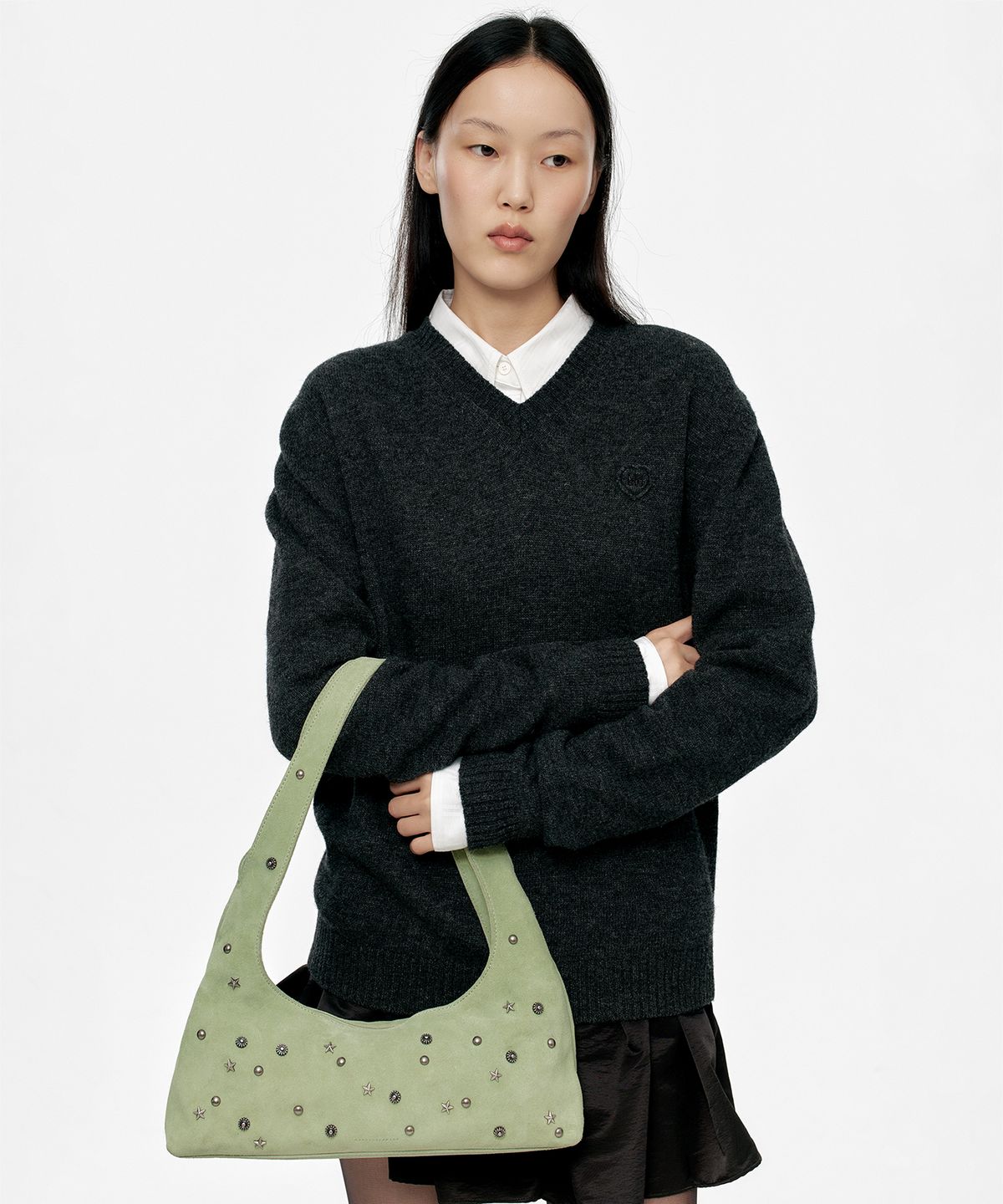 마지셔우드(MARGESHERWOOD) HALTER HOBO_melon studded suede