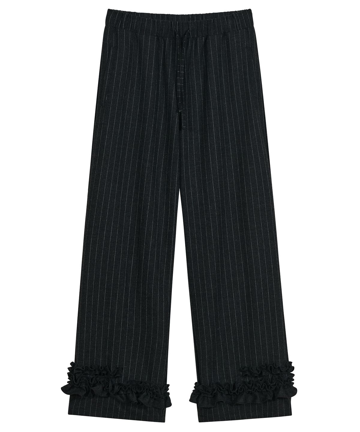 타입서비스(TYPESERVICE) Ruffle Trimmed Wool Pants [Black]