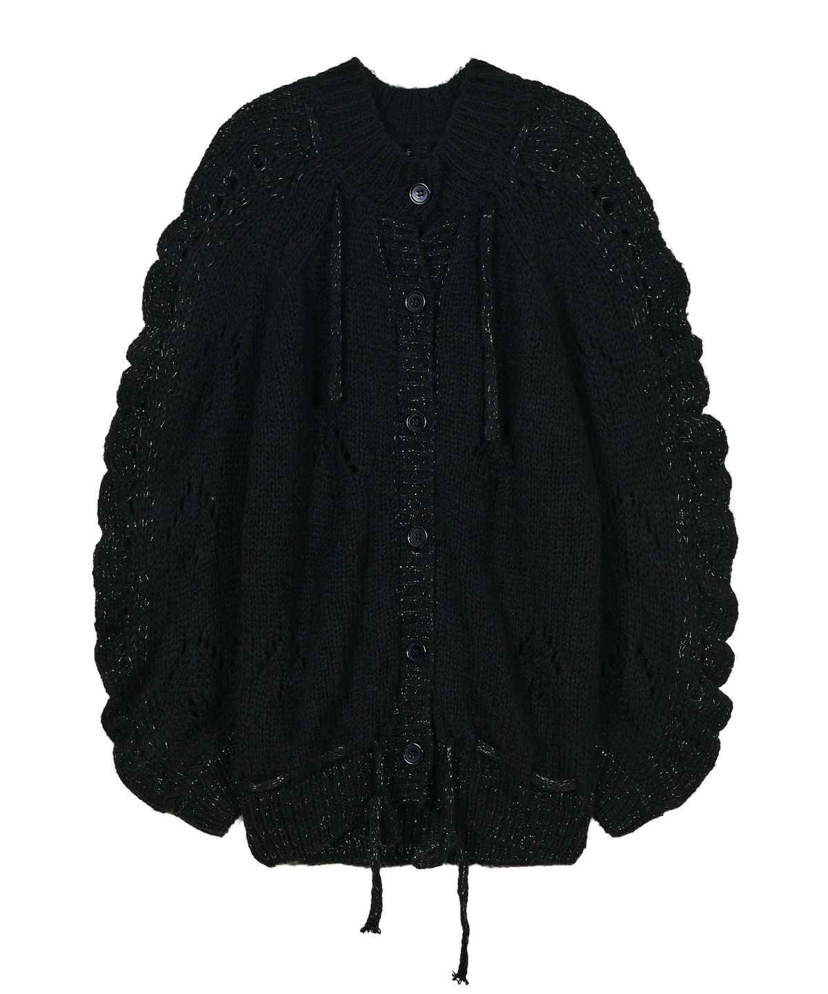 타입서비스(TYPESERVICE) Glittered Knit Strap Cardigan [Black]