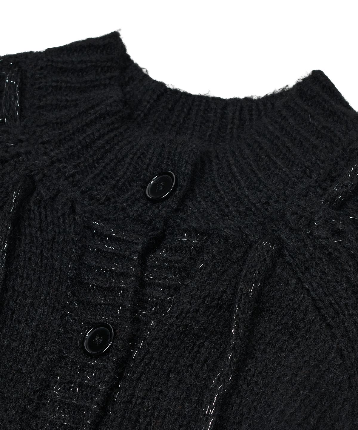 타입서비스(TYPESERVICE) Glittered Knit Strap Cardigan [Black]