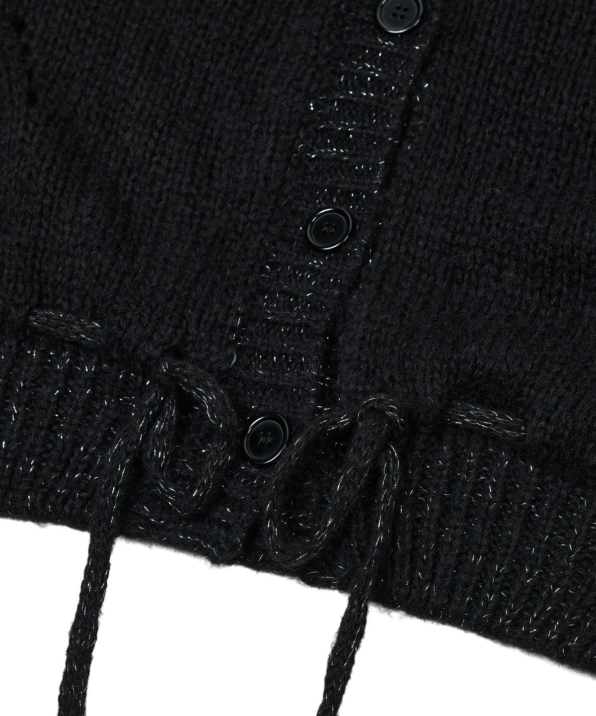 타입서비스(TYPESERVICE) Glittered Knit Strap Cardigan [Black]