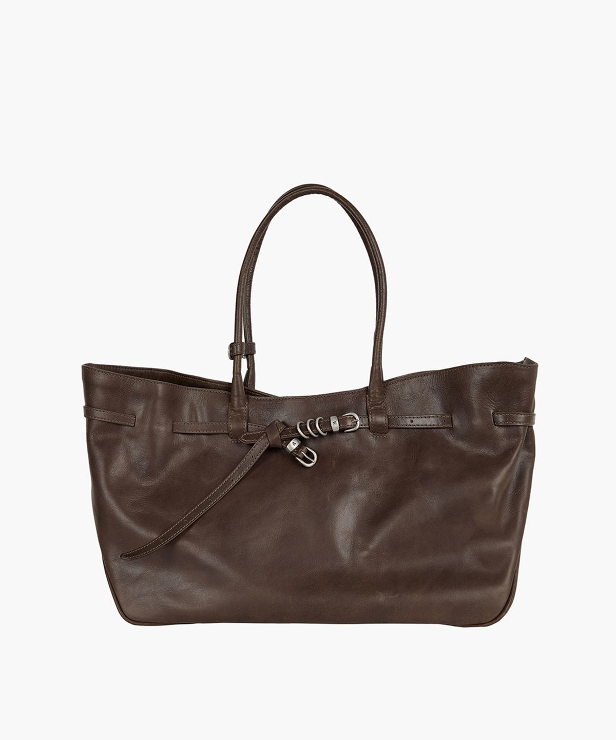 마지셔우드(MARGESHERWOOD) GRANDMA USED BAG LARGE_washed brown pull-up