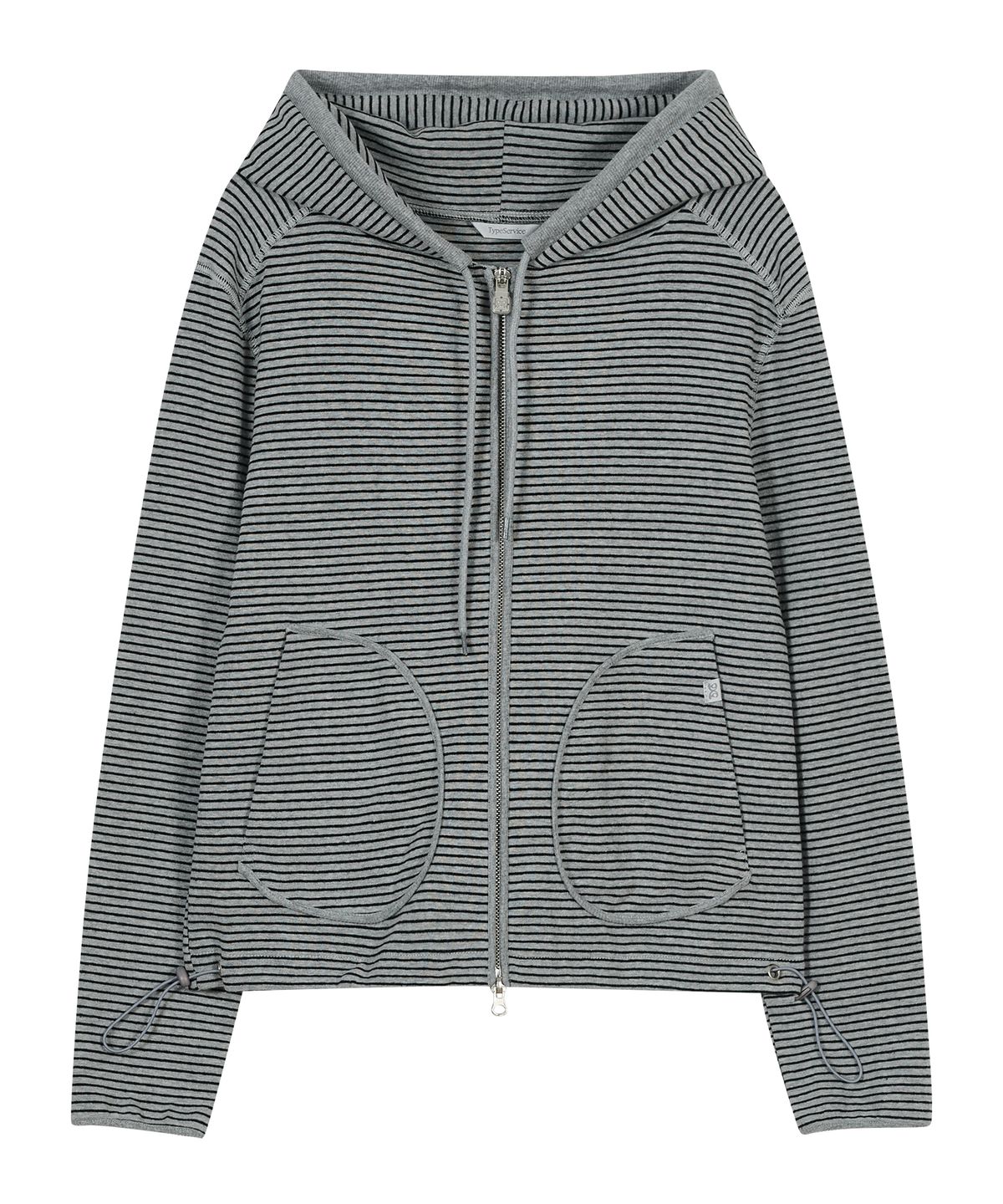 타입서비스(TYPESERVICE) Striped Pocket Zip Hoodie [Gray]