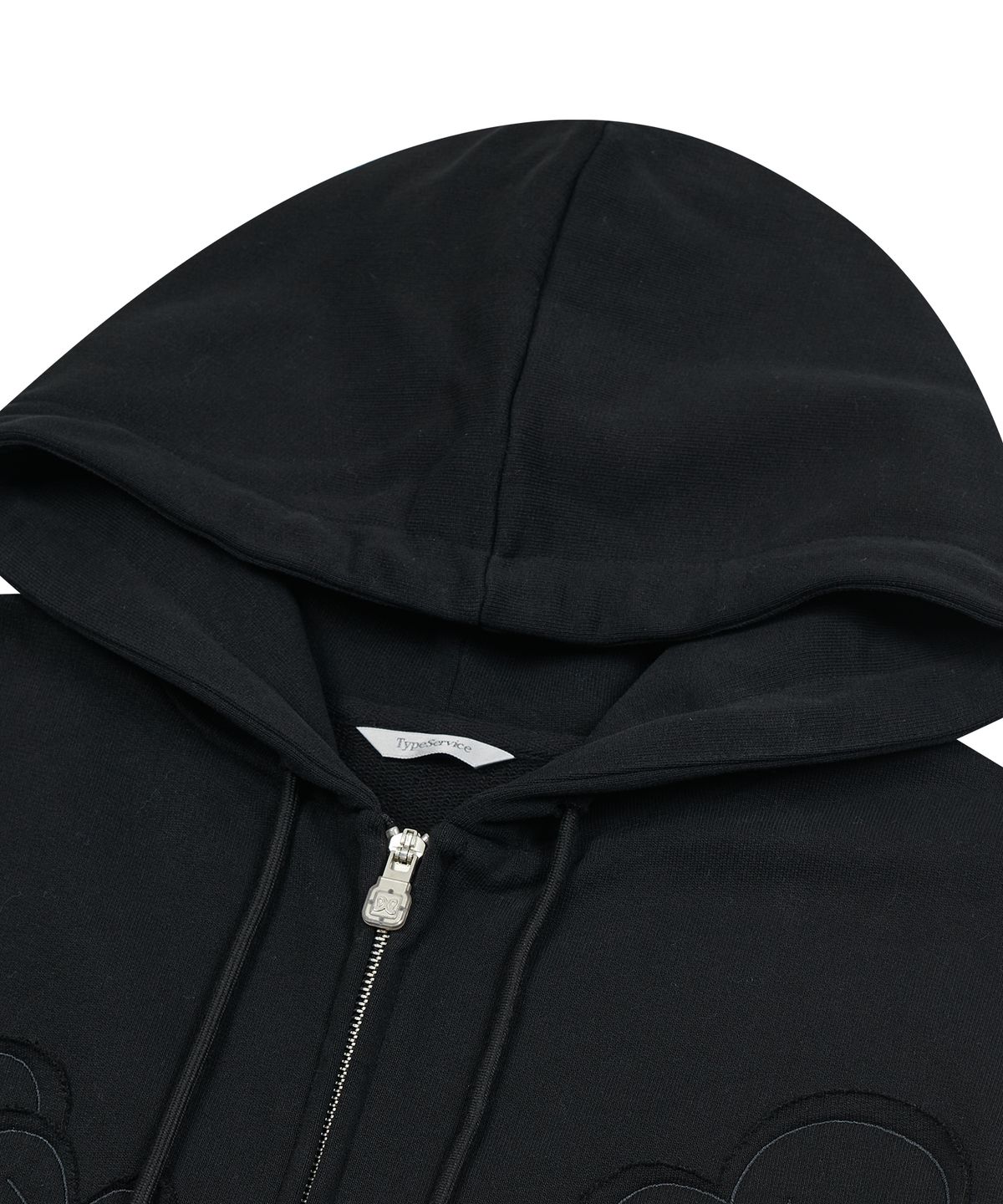 타입서비스(TYPESERVICE) Flower Appliqué Zip Hoodie [Black]