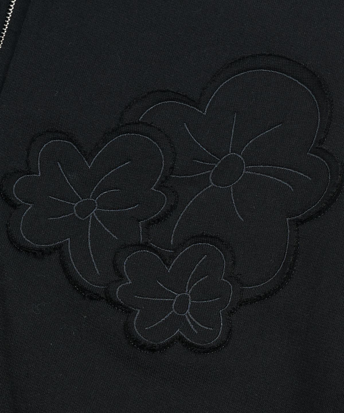 타입서비스(TYPESERVICE) Flower Appliqué Zip Hoodie [Black]