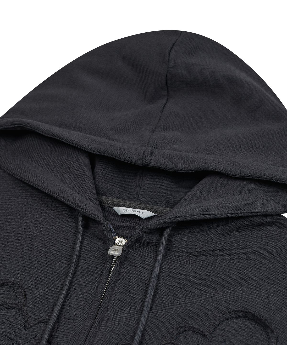 타입서비스(TYPESERVICE) Flower Appliqué Zip Hoodie [Charcoal]