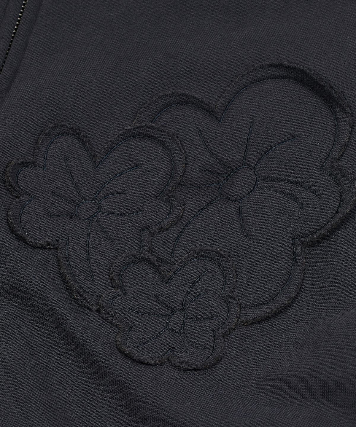 타입서비스(TYPESERVICE) Flower Appliqué Zip Hoodie [Charcoal]