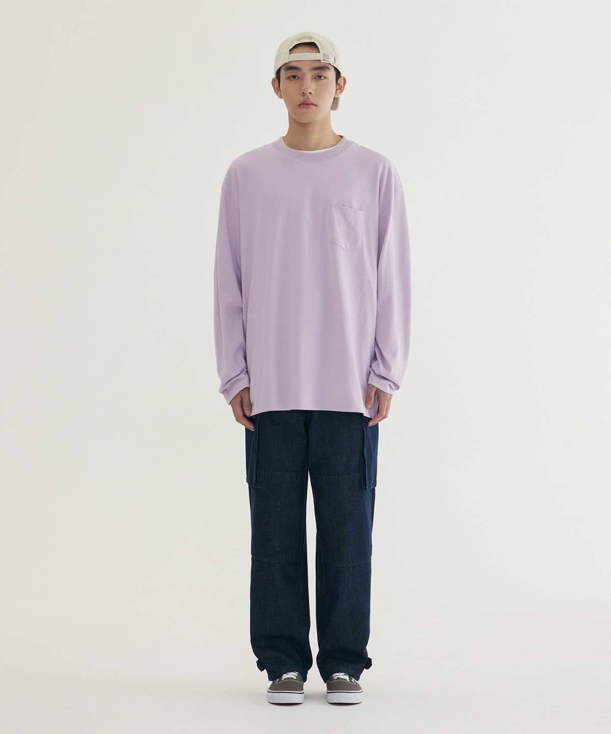 커버낫(COVERNAT) 베이직 포켓 롱슬리브 Dusty Blue