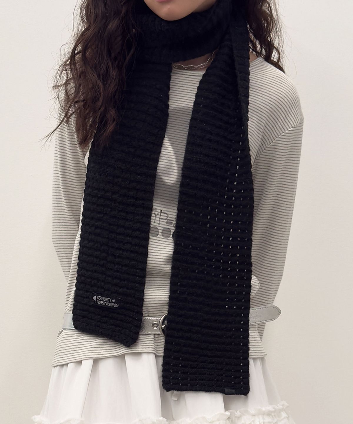 타입서비스(TYPESERVICE) Textured Clean Scarf [Black]