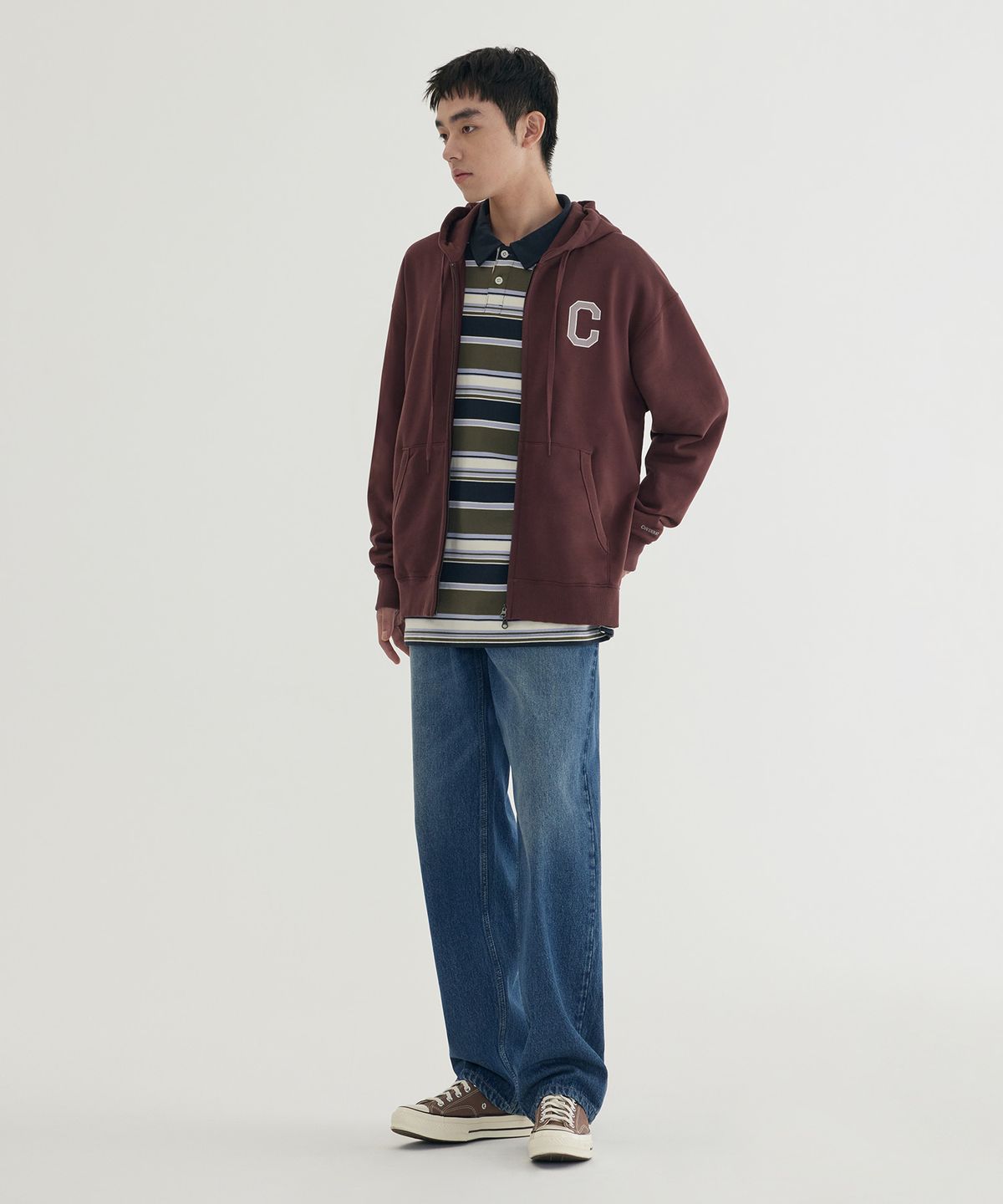 커버낫(COVERNAT) C 로고 후드집업 Brown