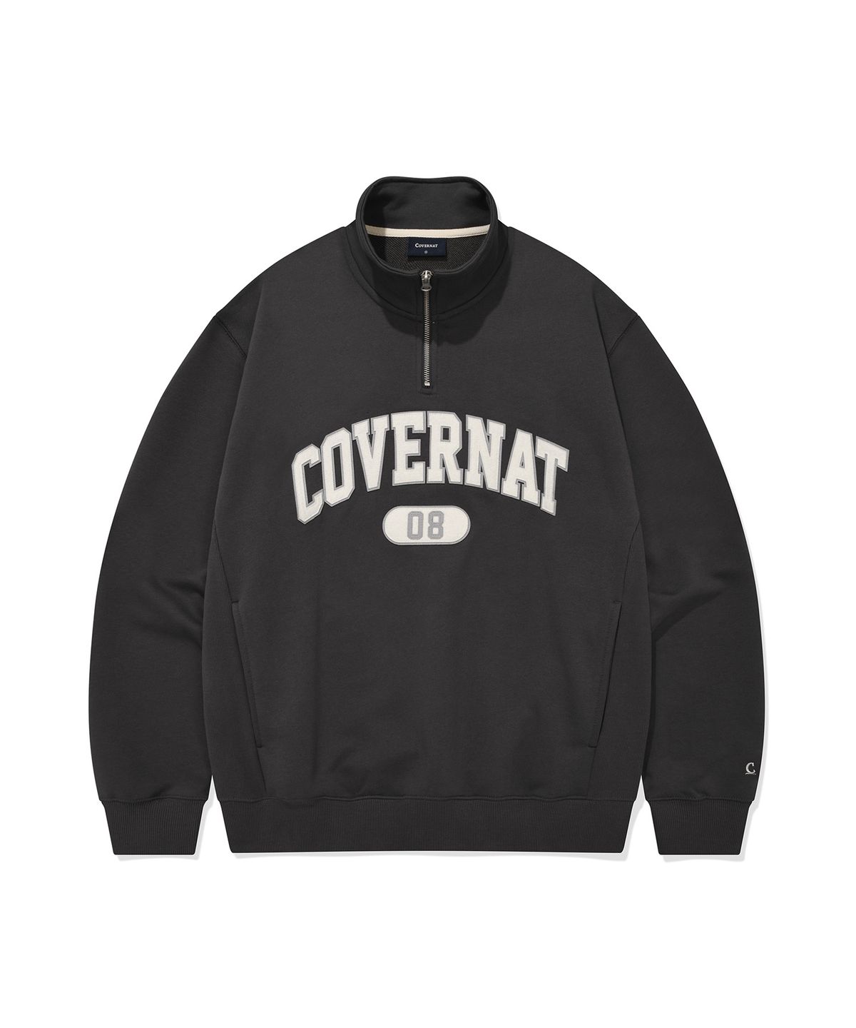 커버낫(COVERNAT) 아치로고 하프집업 맨투맨 Dark Gray