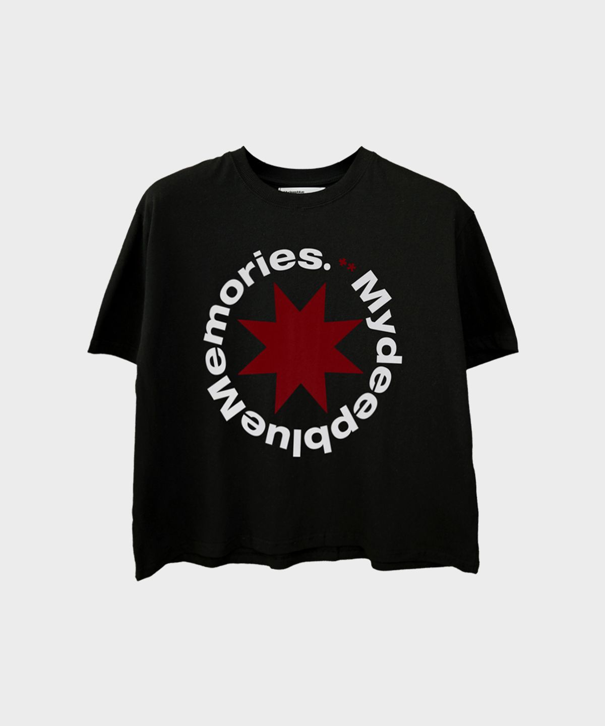마이딥블루메모리즈(MY DEEP BLUE MEMORIES) (M)ROUND LOGO CROP T-SHIRTS (GREY)