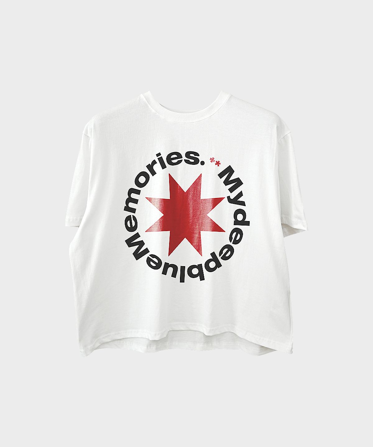 마이딥블루메모리즈(MY DEEP BLUE MEMORIES) (M)ROUND LOGO CROP T-SHIRTS (GREY)