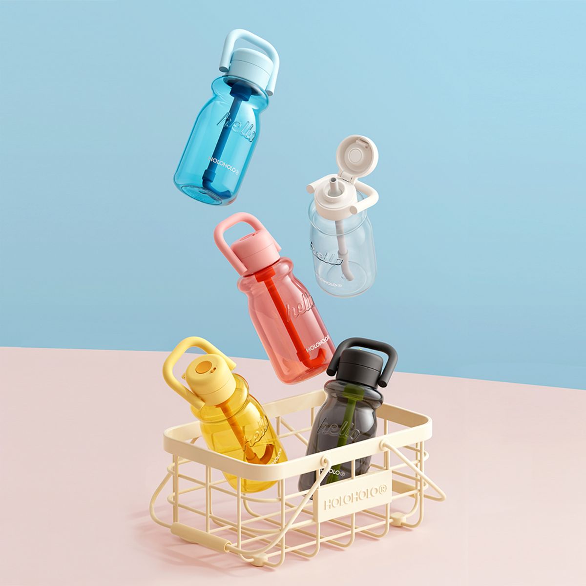 홀로홀로(HOLOHOLO) 원터치 트라이탄 밀크보틀 630ml+어깨스트랩 (4color)