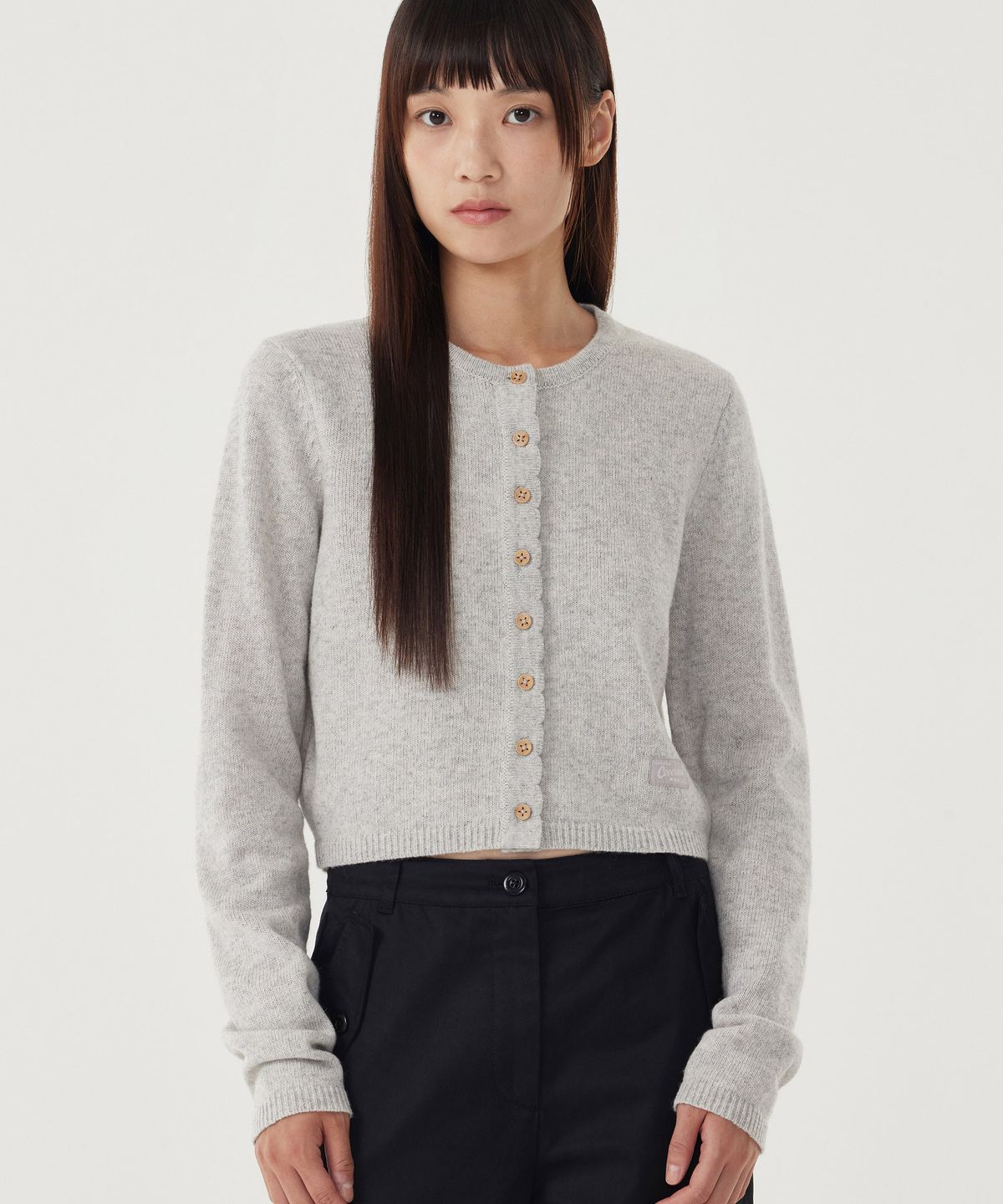 커버낫 우먼(COVERNAT WOMAN) 우먼 울 블렌드 크롭 가디건 Heather Gray