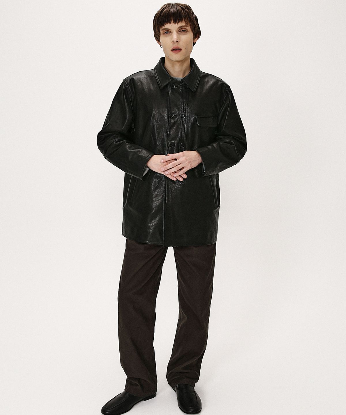 셔터(SHIRTER) LC LEATHER CAR COAT (BLACK)