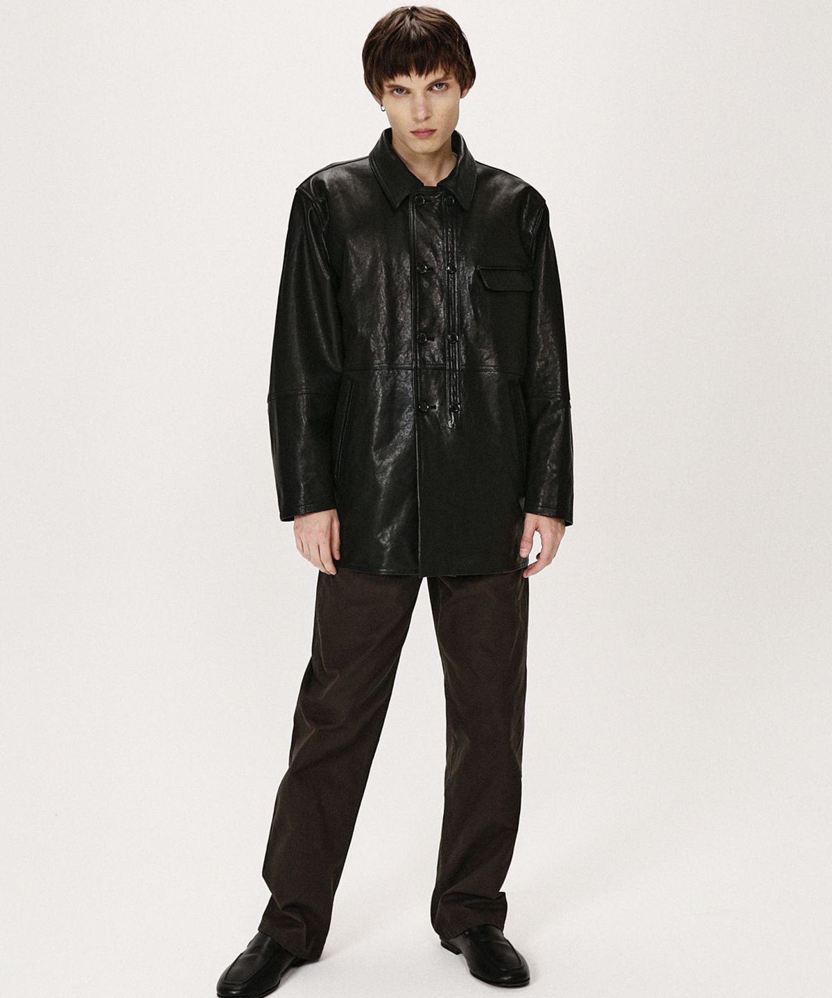셔터(SHIRTER) LC LEATHER CAR COAT (BLACK)