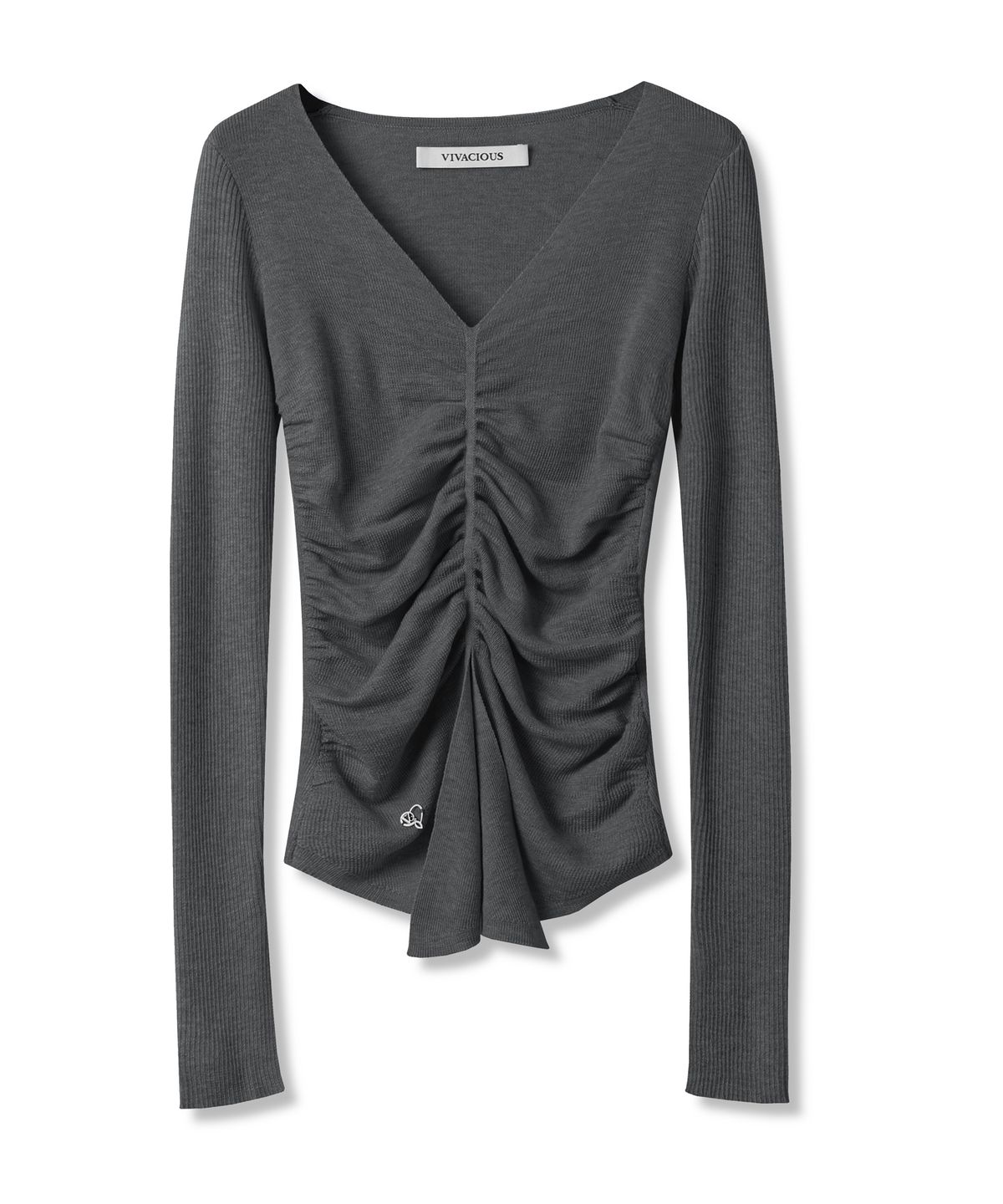 비바셔스(VIVACIOUS) Blanc Shirring Slit Knit - 5COL